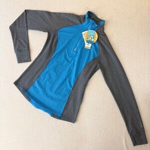 Noble Equestrian Athena Quarter Zip Imperial Blue Grey UPF 50 Top Small NEW